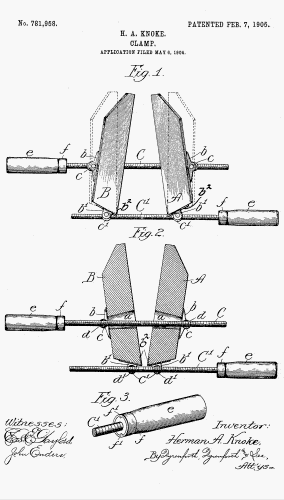 Drawing in Patent 781, 958 to Knoke used by Handy, Full Size, 1700W x 3000H, 27K